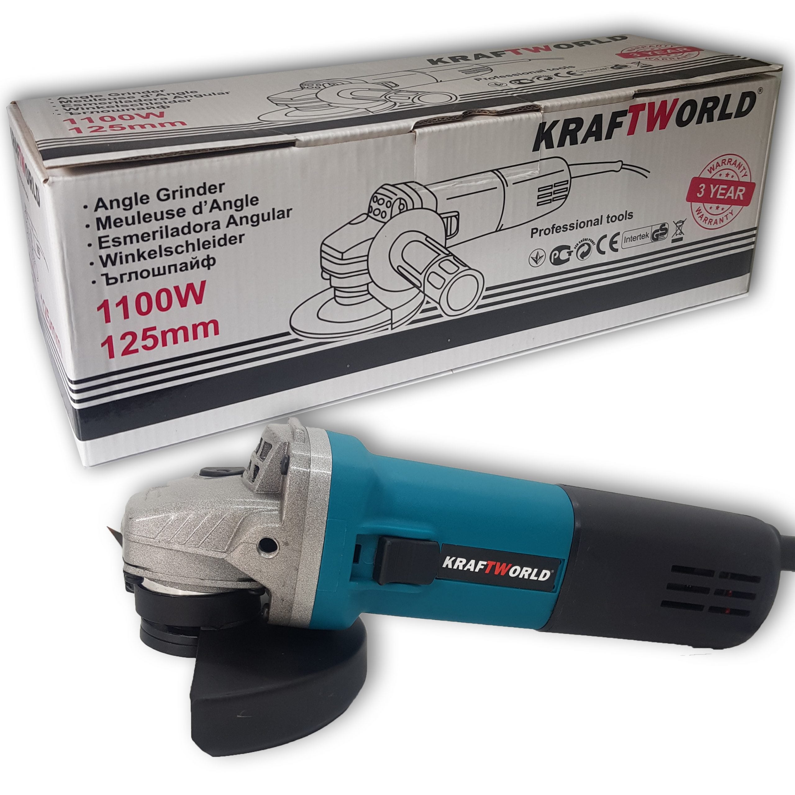 Ъглошлайф KRAFT WORLD 1100W с Регулация на Оборотите + ПОДАРЪК 5 Диска за Метал – снимка 3