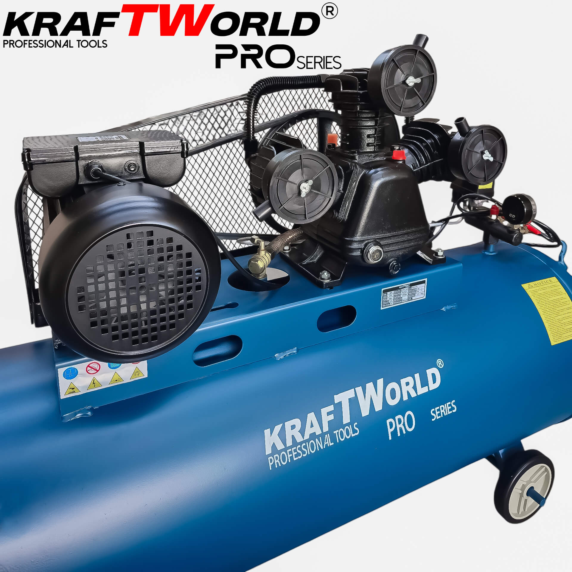 Трибутален въздушен компресор KraftWorld 200L | 4HP | 8 bar – снимка 2