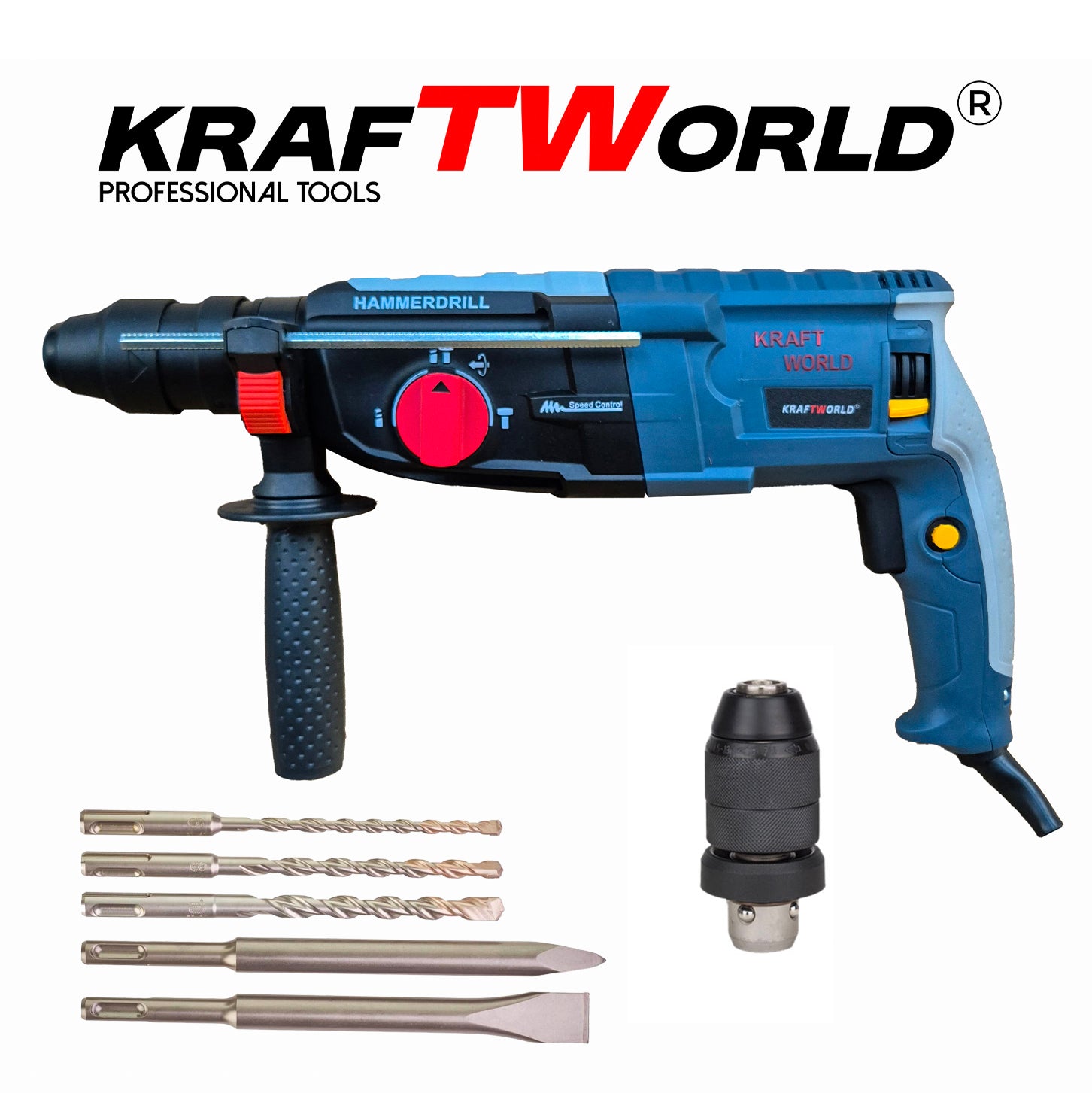 Перфоратор KraftWorld – Пробиване, Ударно Пробиване и Къртене – снимка 2