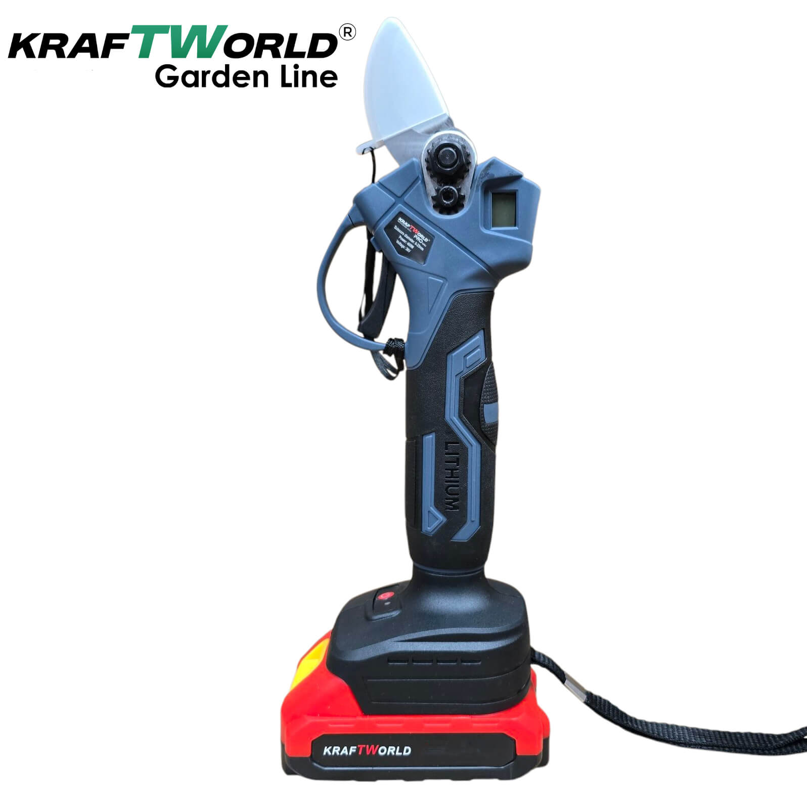Професионален Комплект KraftWorld: Акумулаторна Лозарска Ножица + Телескопичен Прът – снимка 5