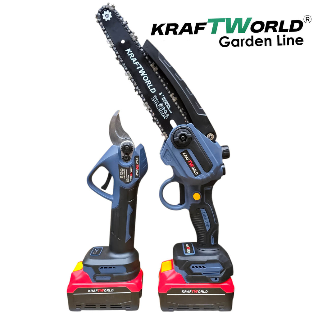 Професионален комплект KraftWorld – Лозарска ножица с 4 степени + Мини Резачка с Авто смазване – снимка 3