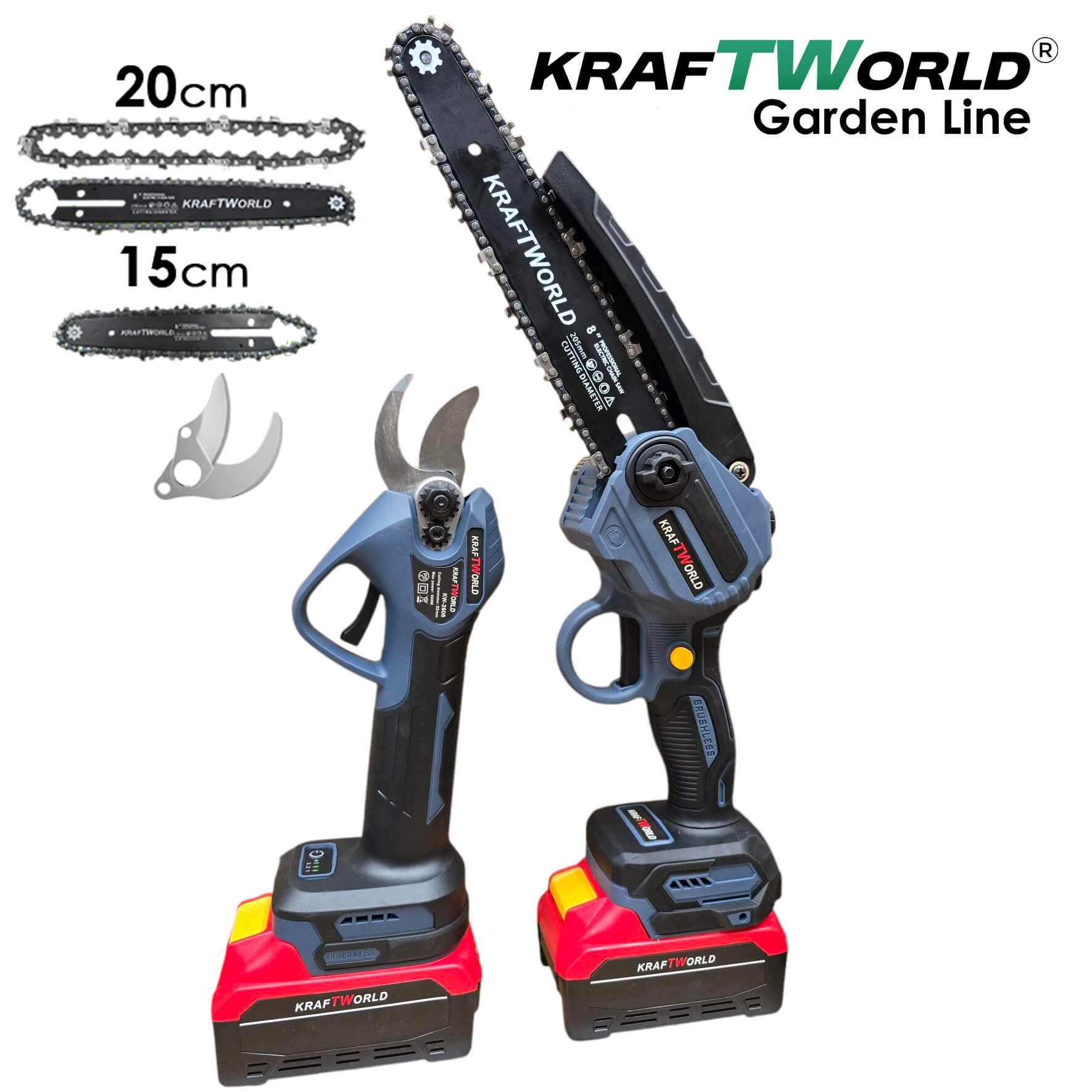 Професионален комплект KraftWorld – Лозарска ножица с 4 степени + Мини Резачка с Авто смазване – снимка 2
