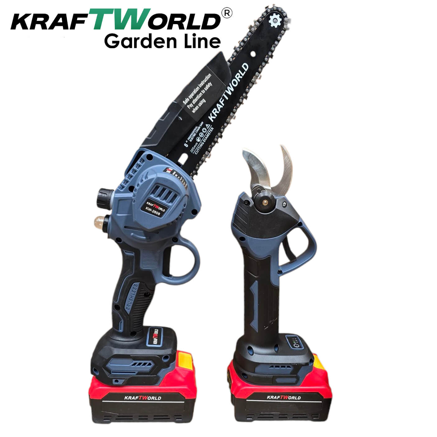 Професионален комплект KraftWorld – Лозарска ножица с 4 степени + Мини Резачка с Авто смазване – снимка 4