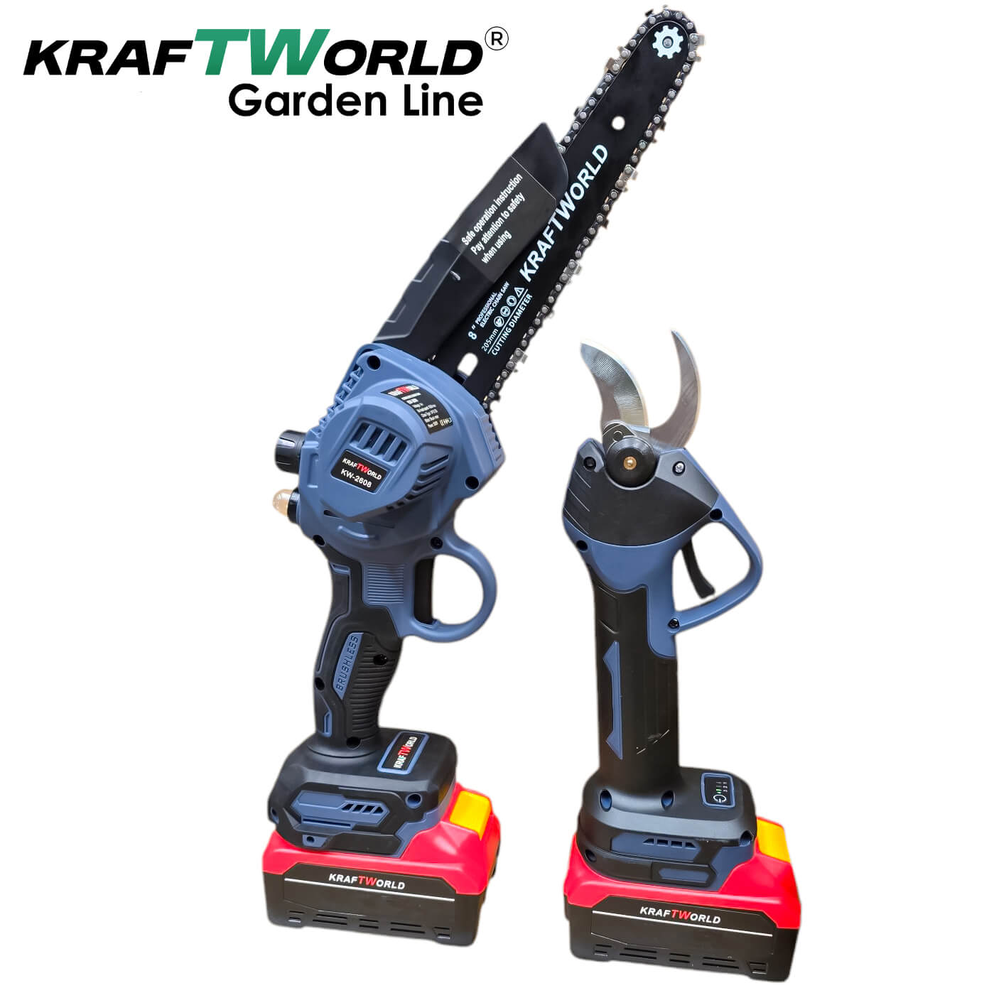 Професионален комплект KraftWorld – Лозарска ножица с 4 степени + Мини Резачка с Авто смазване – снимка 5