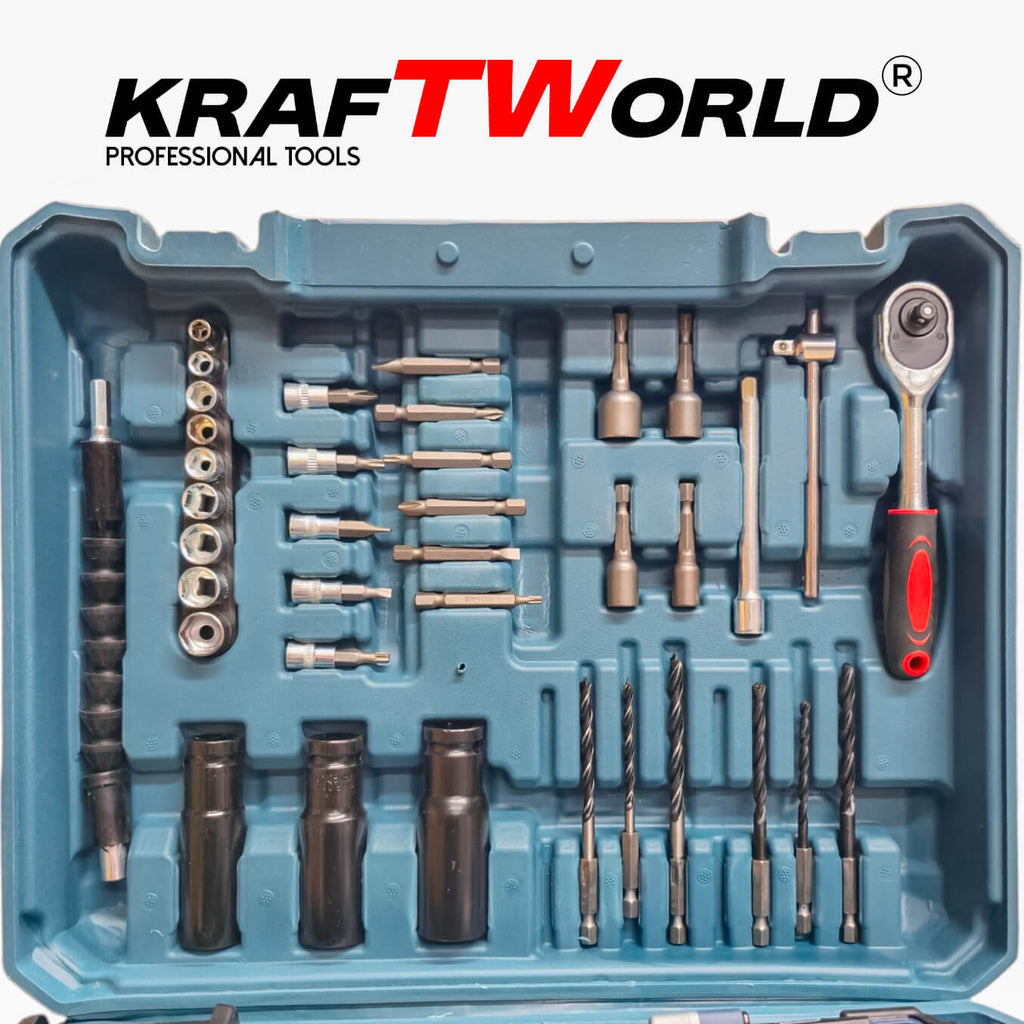 KraftWorld Акумулаторен Ударен Гайковерт 24V 4Ah – 850Nm + Куфар и 35 Части! – снимка 3
