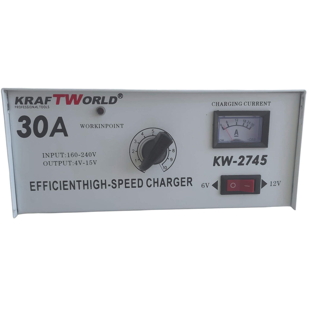 Зарядно устройство KraftWorld KW-2745 – 30A, за 6V и 12V акумулатори – снимка 2