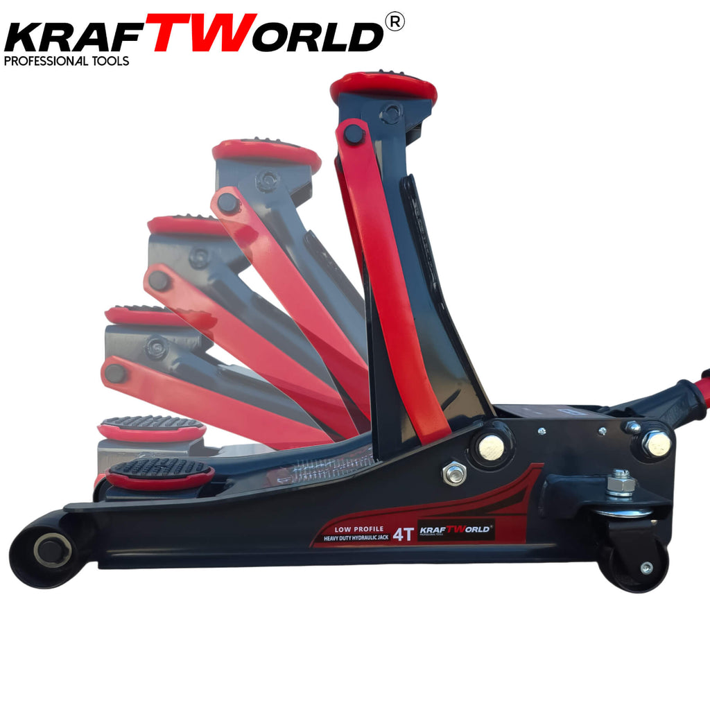 Хидравличен Крик XL тип Крокодил KraftWorld 4T – Нископрофилен, 83–465мм, двойна помпа – снимка 4