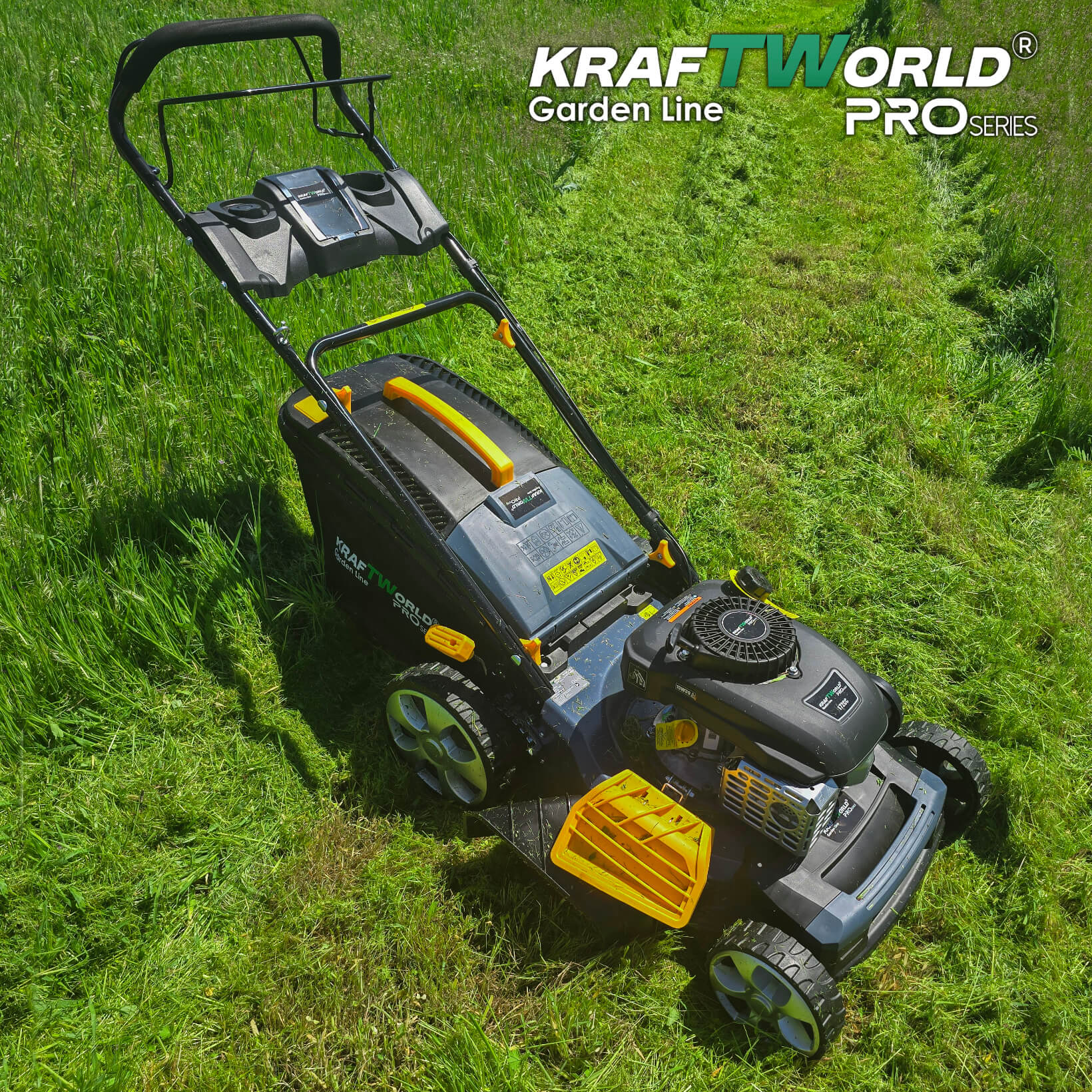 Самоходна бензинова косачка KraftWorld 5в1 с мулчиране и кош 65L – снимка 3