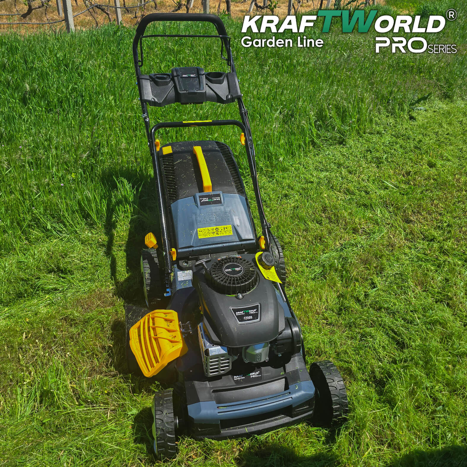 Самоходна бензинова косачка KraftWorld 5в1 с мулчиране и кош 65L – снимка 5