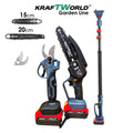 Акумулаторен Комплект 3в1 KraftWorld – Резачка 15 и 20см , Ножица и Телескопичен Прът 2,5м
