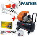Компресор за Въздух 50л + Пневматични Инструменти 5ч KRAFT WORLD
