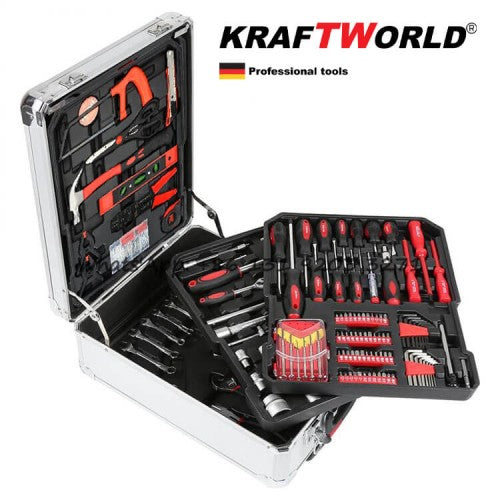 Куфар с инструменти 499 части KraftWorld - тресчотни ключове,тресчотка, клещи, отвертки – снимка 5