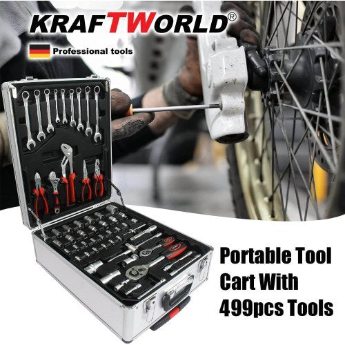 Куфар с инструменти 499 части KraftWorld - тресчотка, ключове, отвертки, клещи – снимка 3