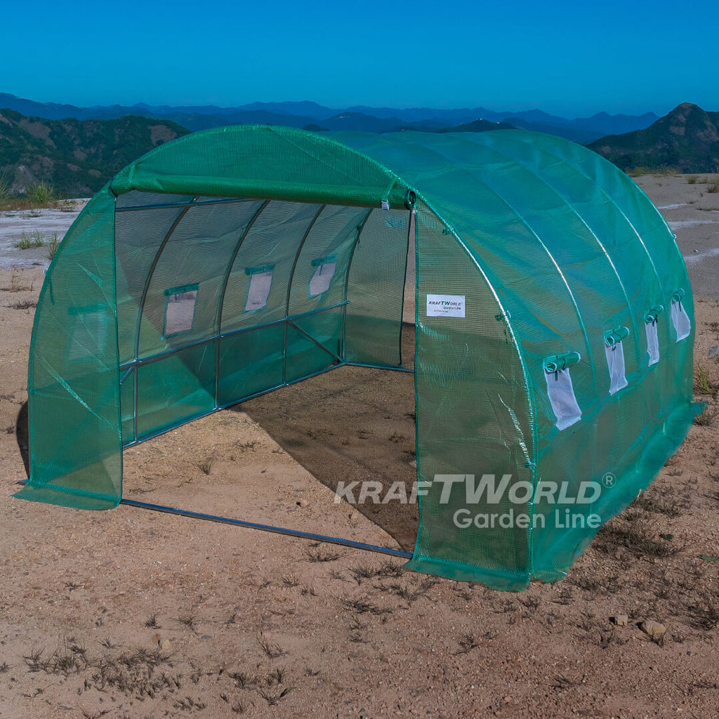 Градинска Тунелна Оранжерия 4 м KraftWorld Garden Line – усилена конструкция и 8 прозореца – снимка 5