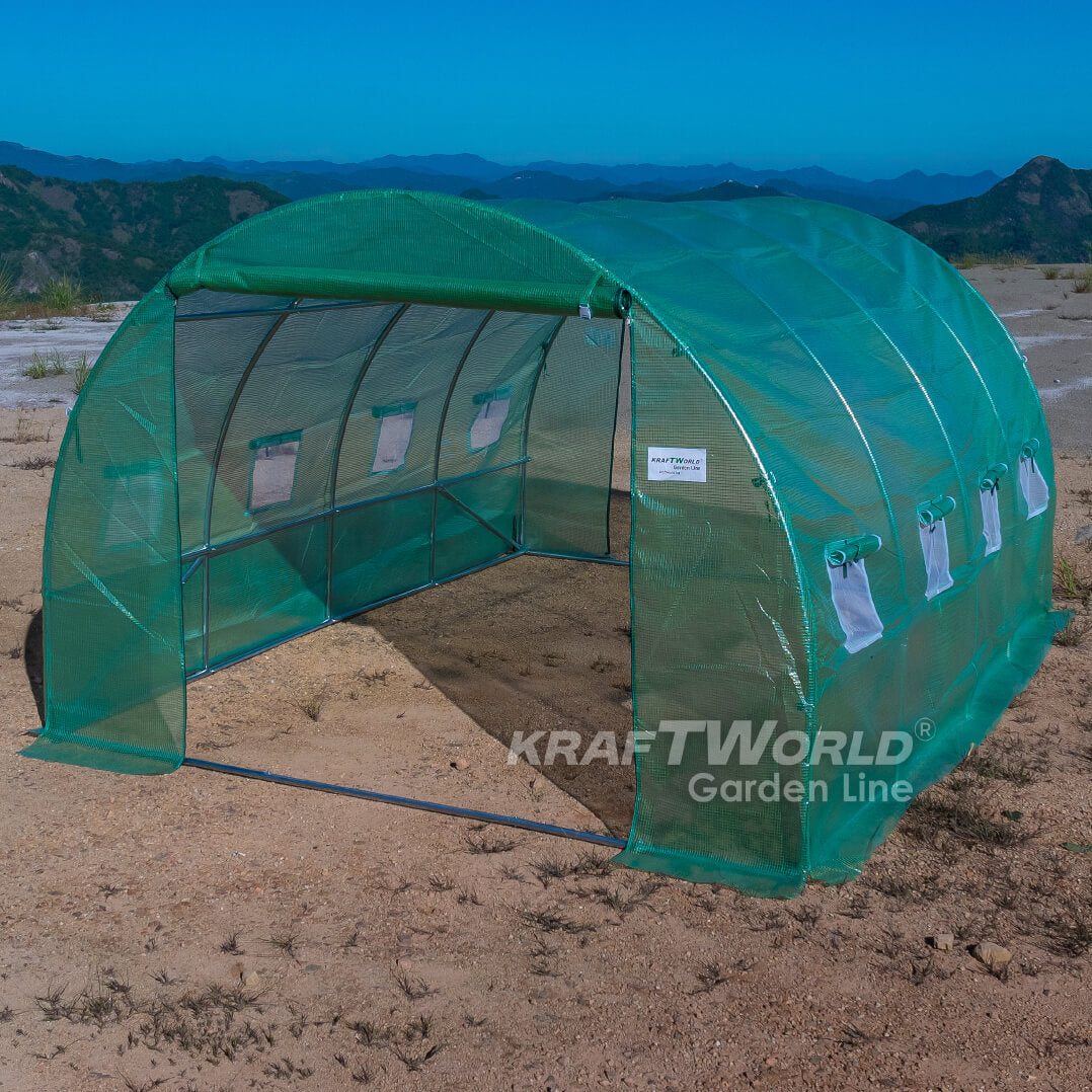 Градинска Тунелна Оранжерия 4 м KraftWorld Garden Line – усилена конструкция и 8 прозореца – снимка 5