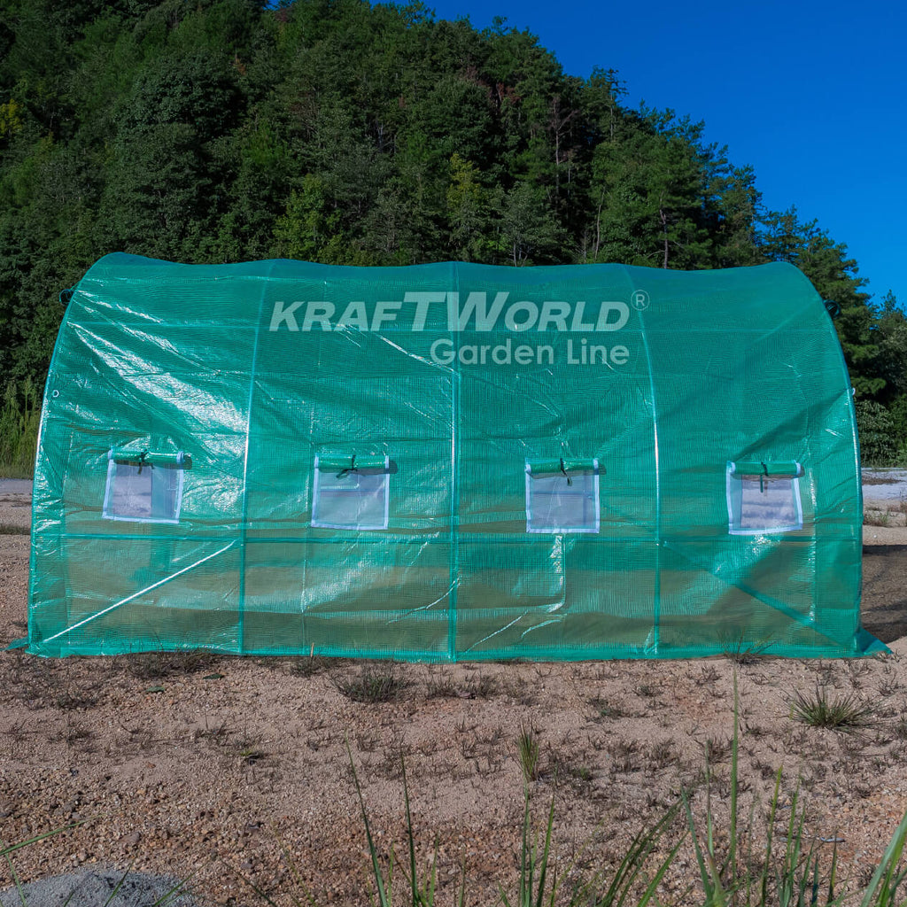 Градинска Тунелна Оранжерия 4 м KraftWorld Garden Line – усилена конструкция и 8 прозореца – снимка 6