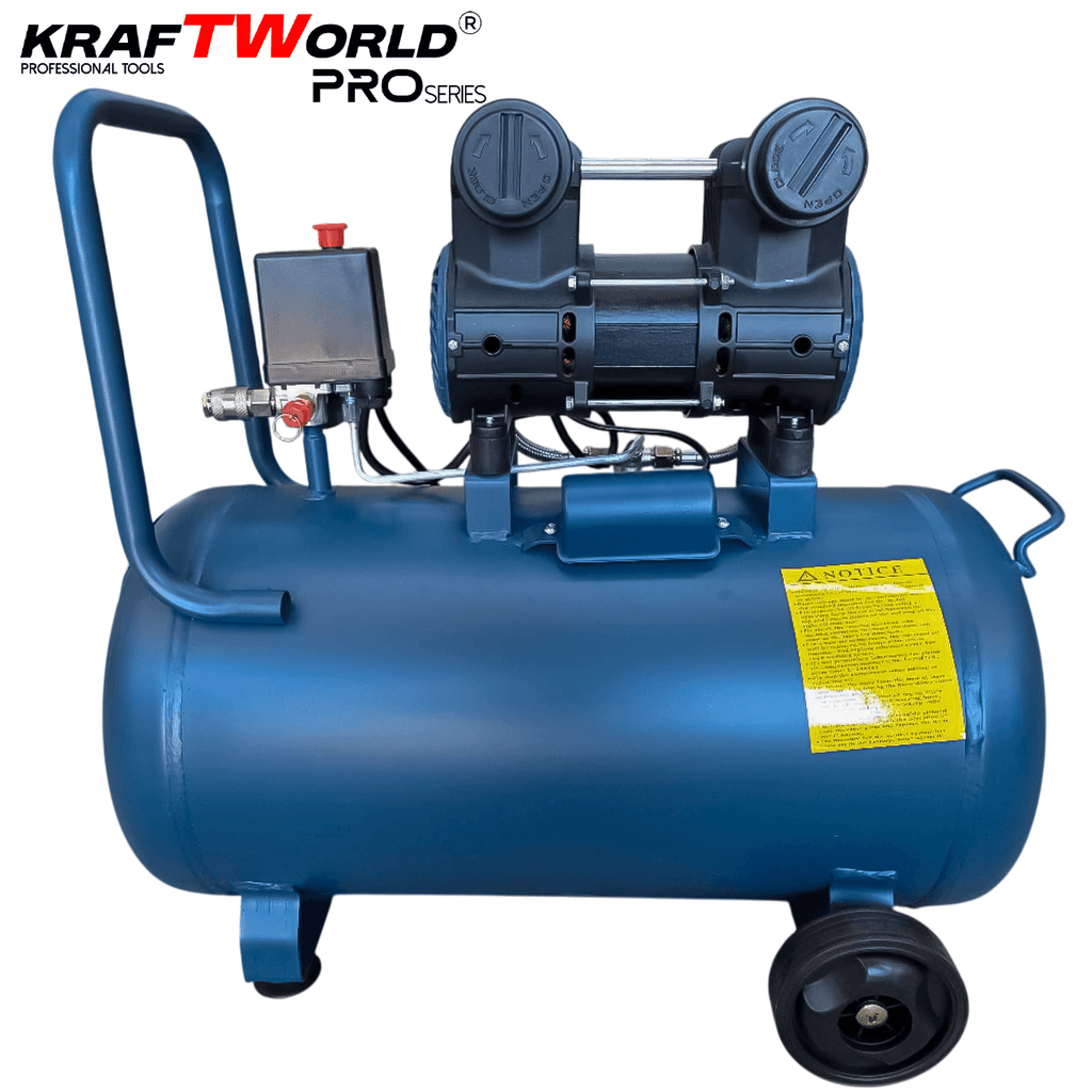 Тих Безмаслен компресор за въздух Kraftworld Pro 50L | 1100W | 0.8MPa – снимка 3