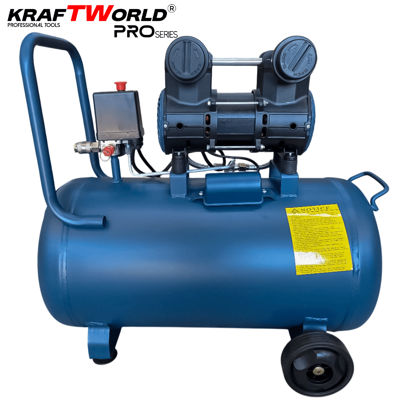 Тих Безмаслен компресор за въздух Kraftworld Pro 50L | 1100W | 0.8MPa – снимка 3
