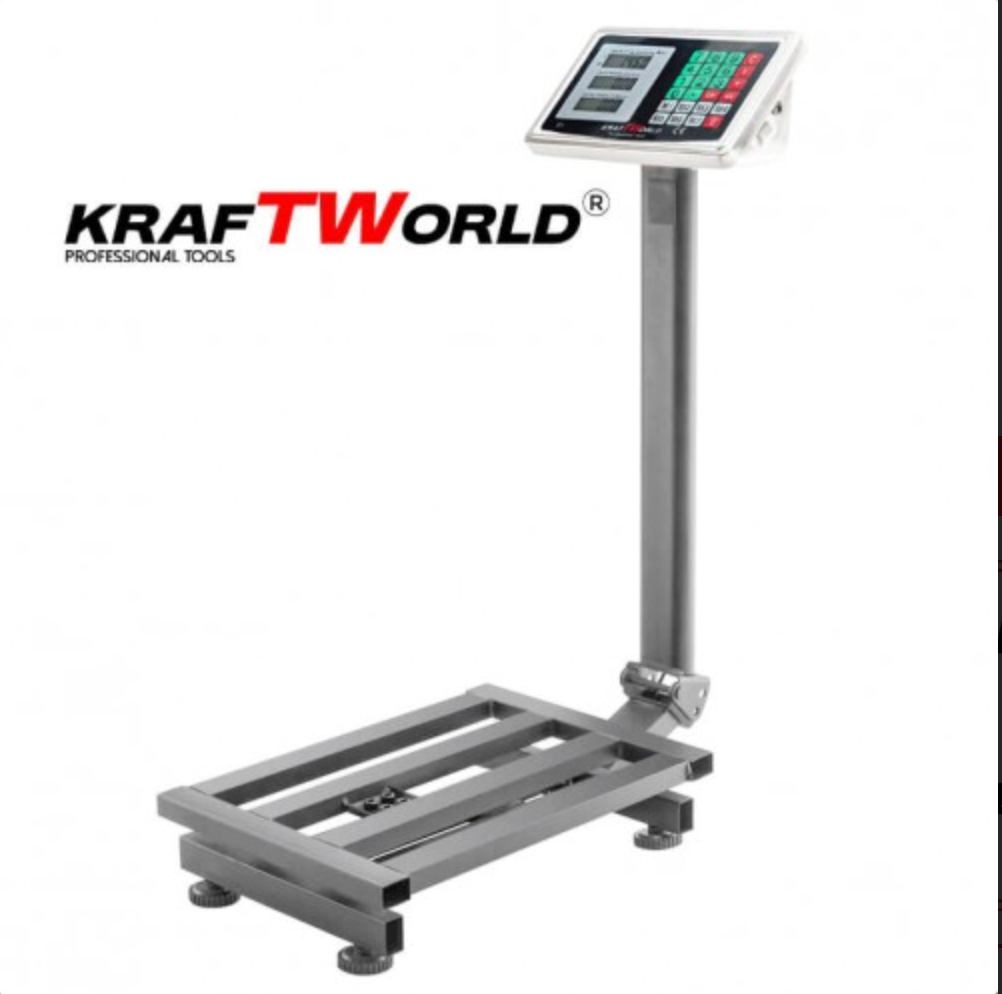 Професионален електронен кантар KraftWorld – до 350 кг, платформа 45x60 см
