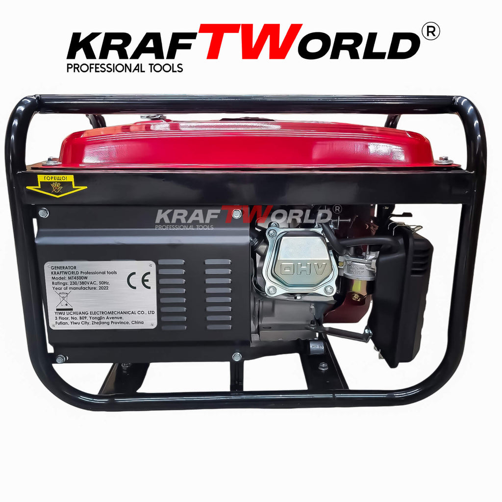Четиритактов Бензинов Генератор за ток KraftWorld 4.5 kW монофазен агрегат – снимка 5
