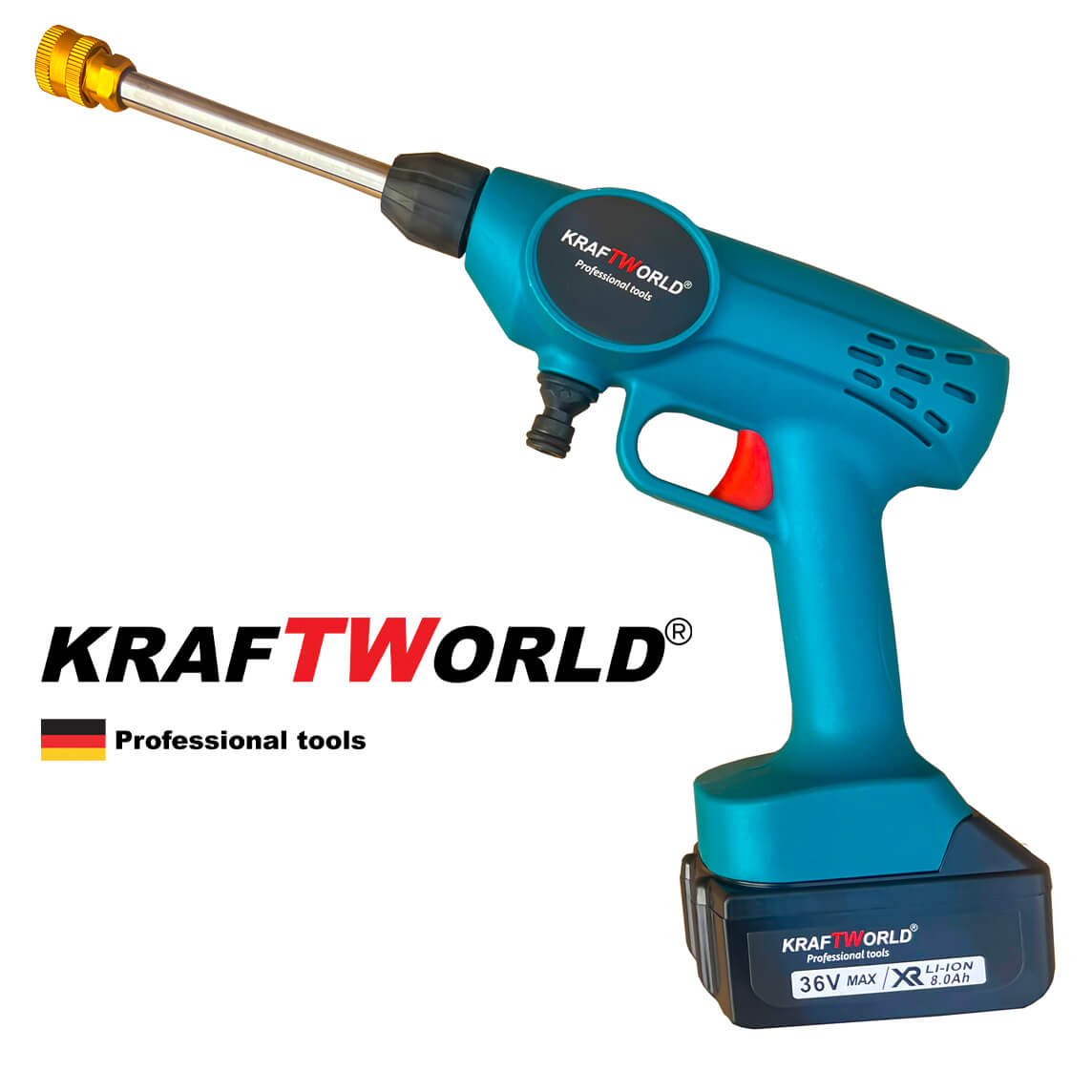Акумулаторна Водоструйка KraftWorld 36V, 26 бара, с контейнер за препарат – снимка 4