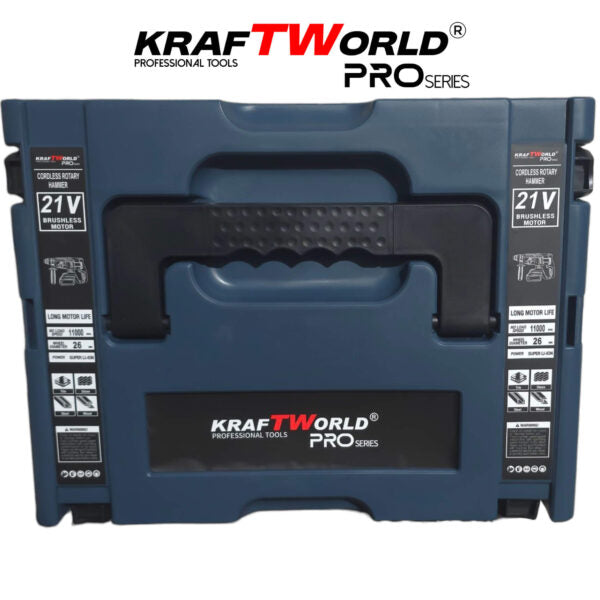 Перфоратор Kraftworld Pro Brushless – акумулаторен 21V с куфар, зарядно и 2 батерии – снимка 4