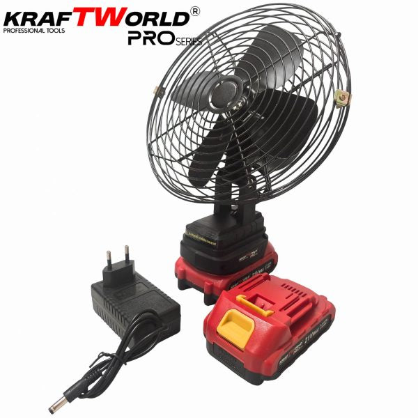 Акумулаторен Преносим вентилатор KraftWorld PRO 21V с 2 батерии 4Ah – снимка 2