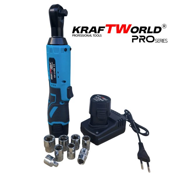Акумулаторна ударна тресчотка 3/8″ 68Nm KraftWorld с 2 батерии12V – снимка 11