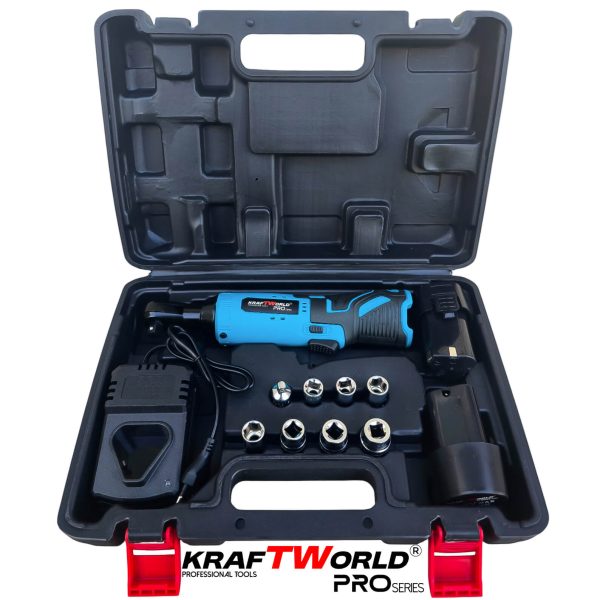 Акумулаторна ударна тресчотка 3/8″ 68Nm KraftWorld с 2 батерии12V – снимка 3