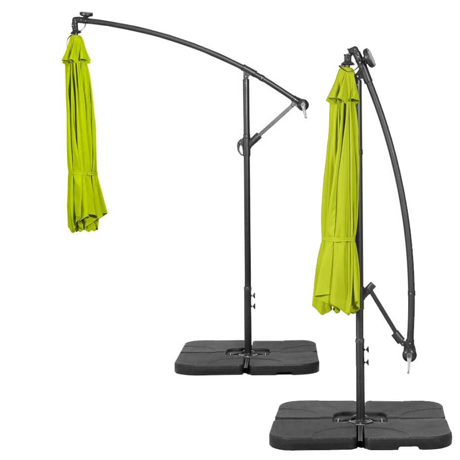 Висящ Градински чадър 3м с LED осветление и соларен панел | Зелен – снимка 3