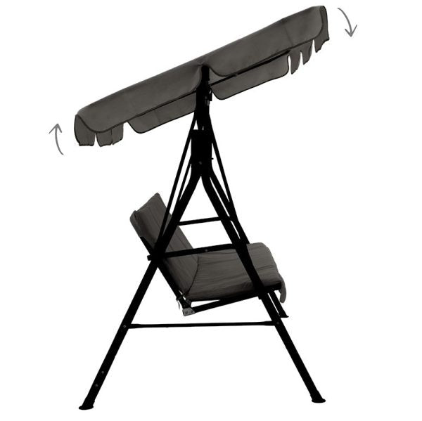 Черна градинска люлка Toscana – триместна, UV сенник, усилена конструкция – снимка 5