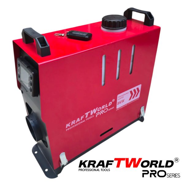 Преносима дизелова печка KraftWorld PRO 8kW 12V – електронно управление, дистанционно, нисък разход – снимка 14