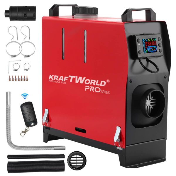 Преносима дизелова печка KraftWorld PRO 8kW 12V – електронно управление, дистанционно, нисък разход – снимка 2