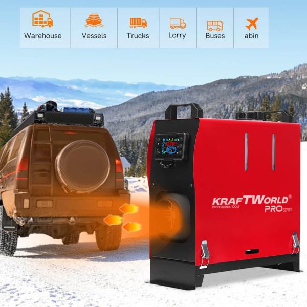 Преносима дизелова печка KraftWorld PRO 8kW 12V – електронно управление, дистанционно, нисък разход – снимка 4