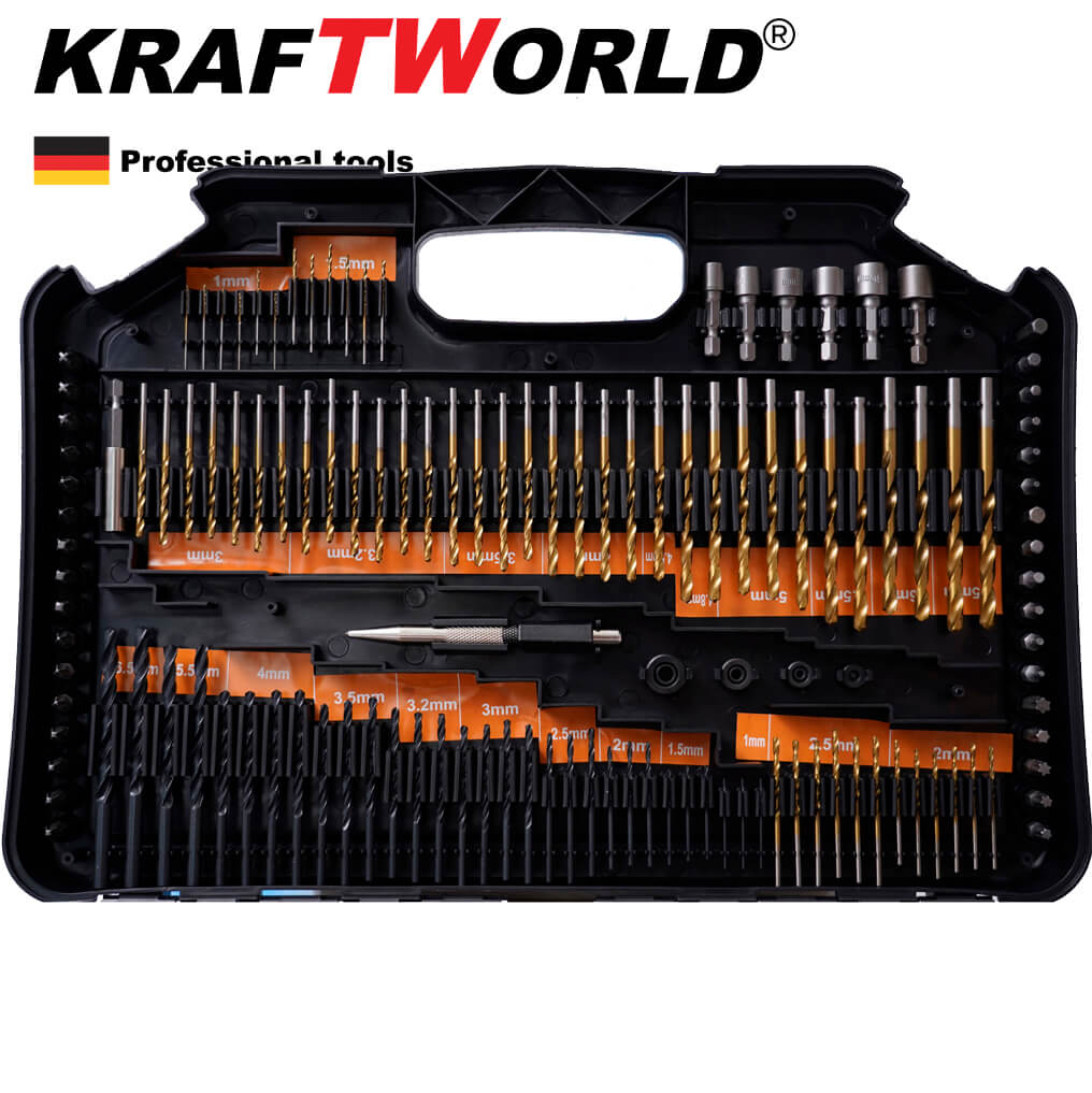 Немски Комплект битове и свредла KratWorld 246 части / бургии в куфар – снимка 4