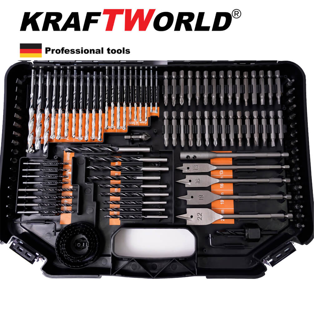 Немски Комплект битове и свредла KratWorld 246 части / бургии в куфар – снимка 5