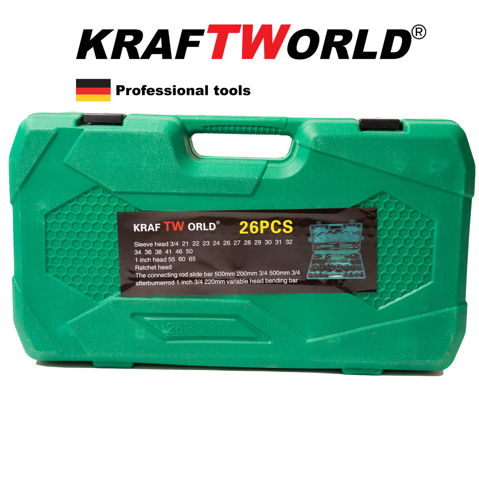 Гедоре камионджийско 26 части KraftWorld , 3/4" & 1" ,21-65mm, ударни вложки – снимка 2