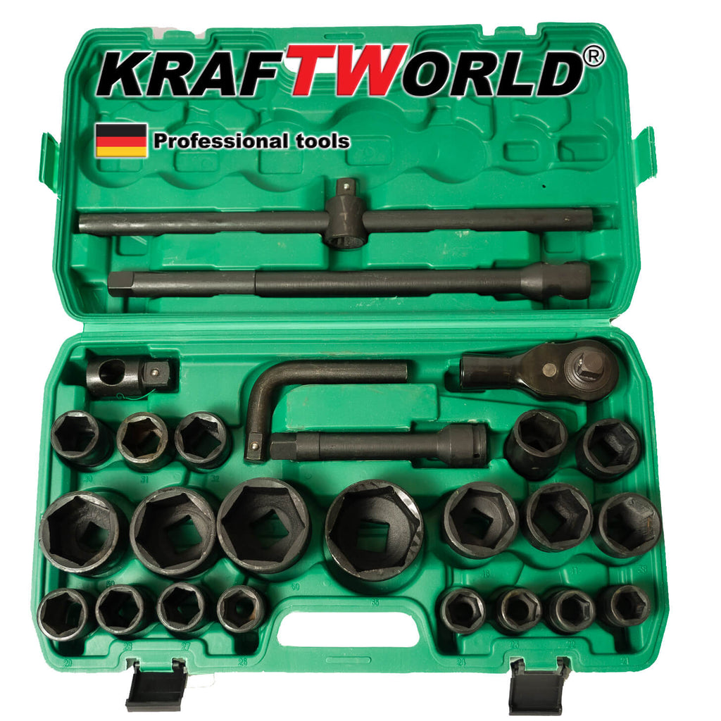 Гедоре камионджийско 26 части KraftWorld , 3/4" & 1" ,21-65mm, ударни вложки – снимка 3
