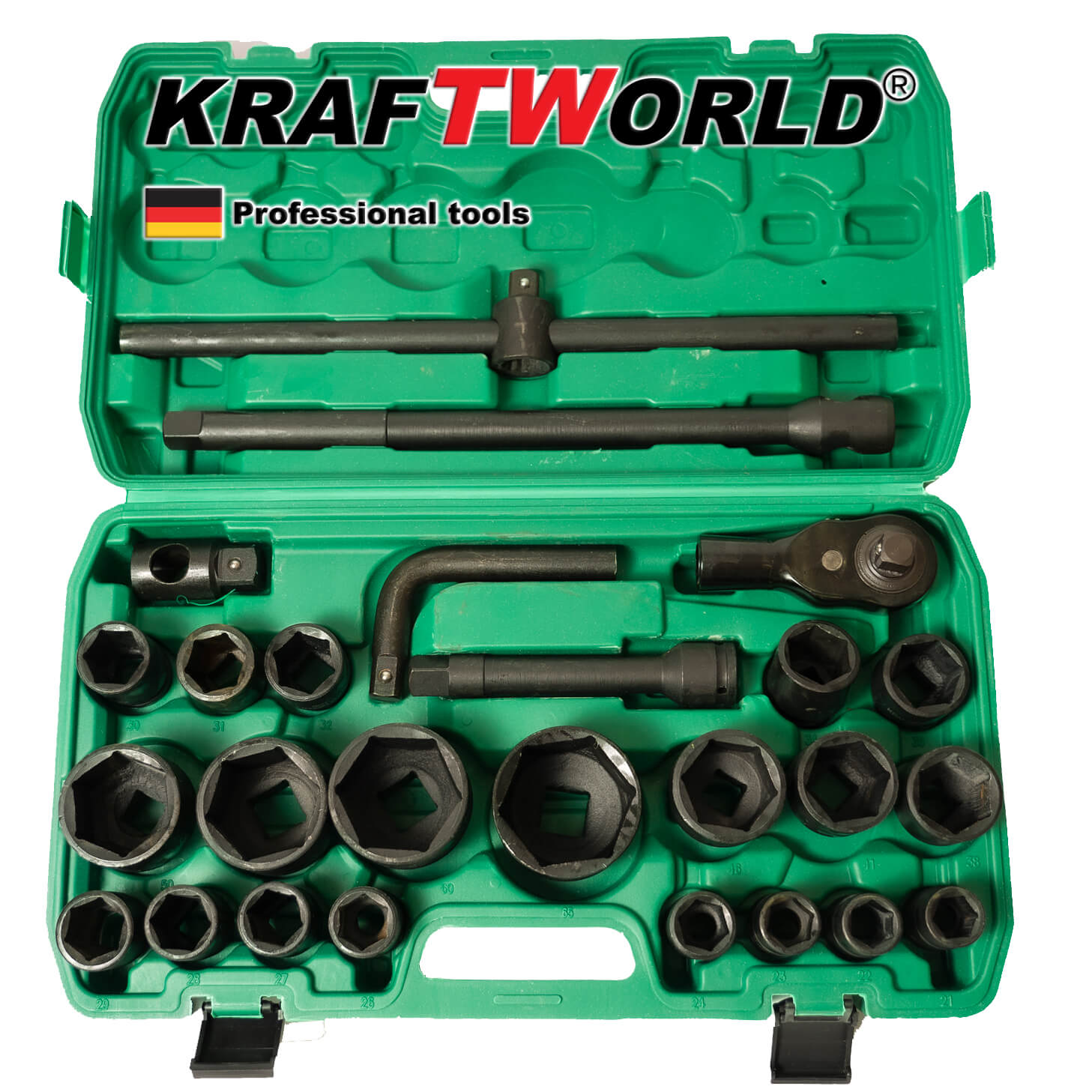 Гедоре камионджийско 26 части KraftWorld , 3/4" & 1" ,21-65mm, ударни вложки – снимка 3