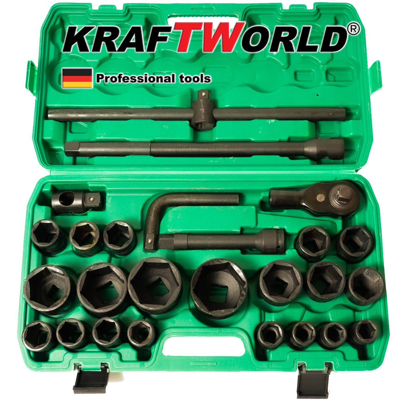 Гедоре камионджийско 26 части KraftWorld , 3/4" & 1" ,21-65mm, ударни вложки