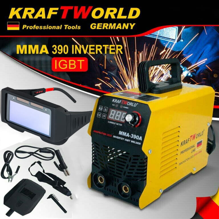 Немски Електрожен KraftWоrld 390A Инверторен + Соларни Очила за заваряване+ Подарък Ръкавици