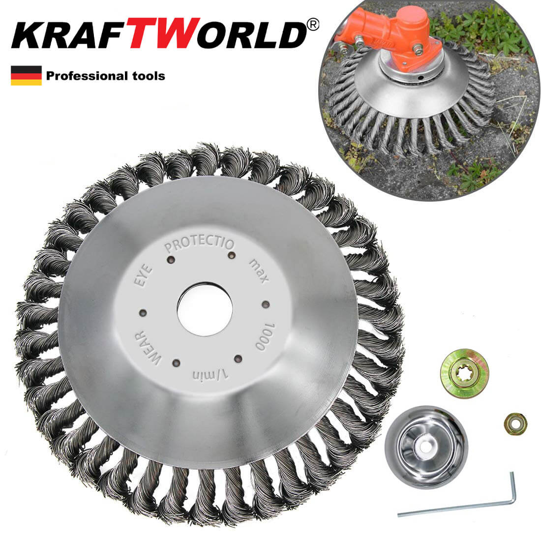 Универсална Телена Четка KraftWorld За Бензинов Тример 6"- 150mm – снимка 5