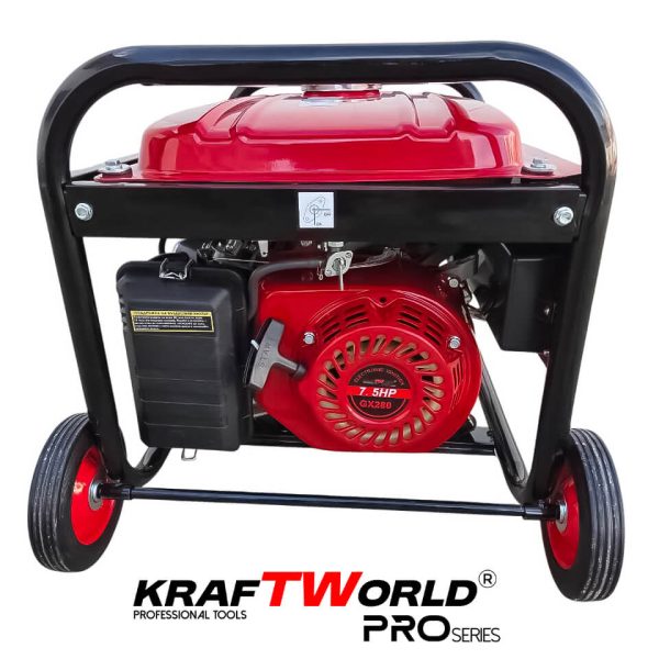 Бензинов Четиритактов генератор KraftWorld 4.5 kW с колела и дръжки – снимка 4