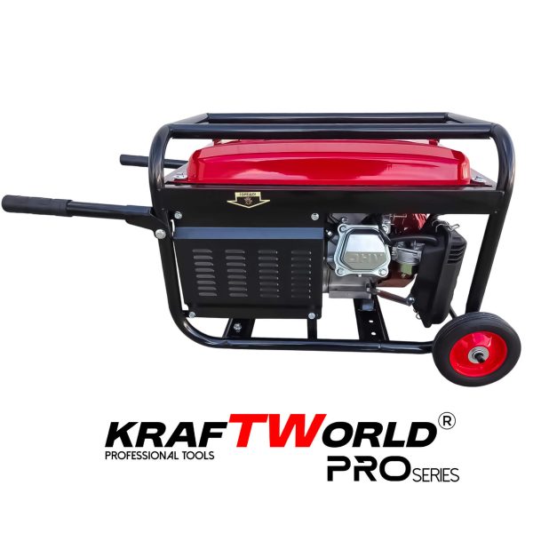 Бензинов Четиритактов генератор KraftWorld 4.5 kW с колела и дръжки – снимка 5