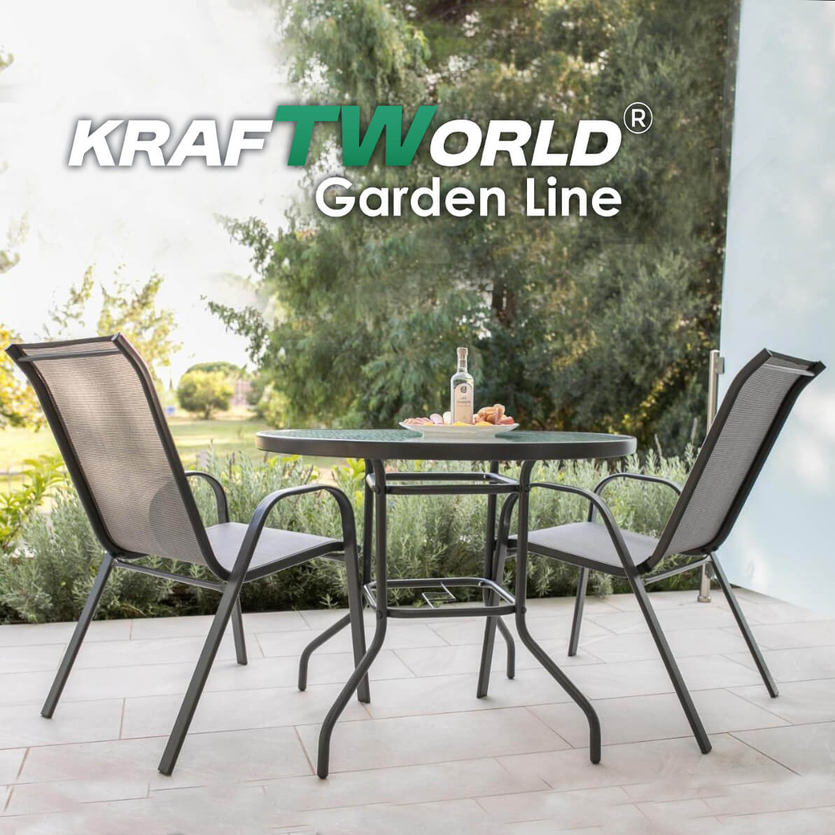 Градински Kомплект Capri – 4 Стола и кръгла Маса Kraftworld Gardenline Водоустойчив – снимка 2
