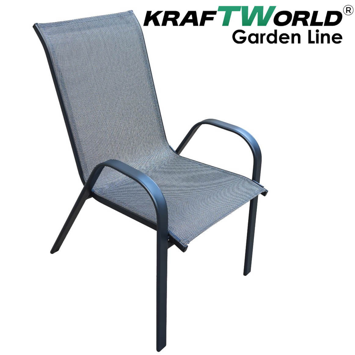Градински Стол Capri – Kraftworld Gardenline – с Метална рамка и Дишаща материя – снимка 7