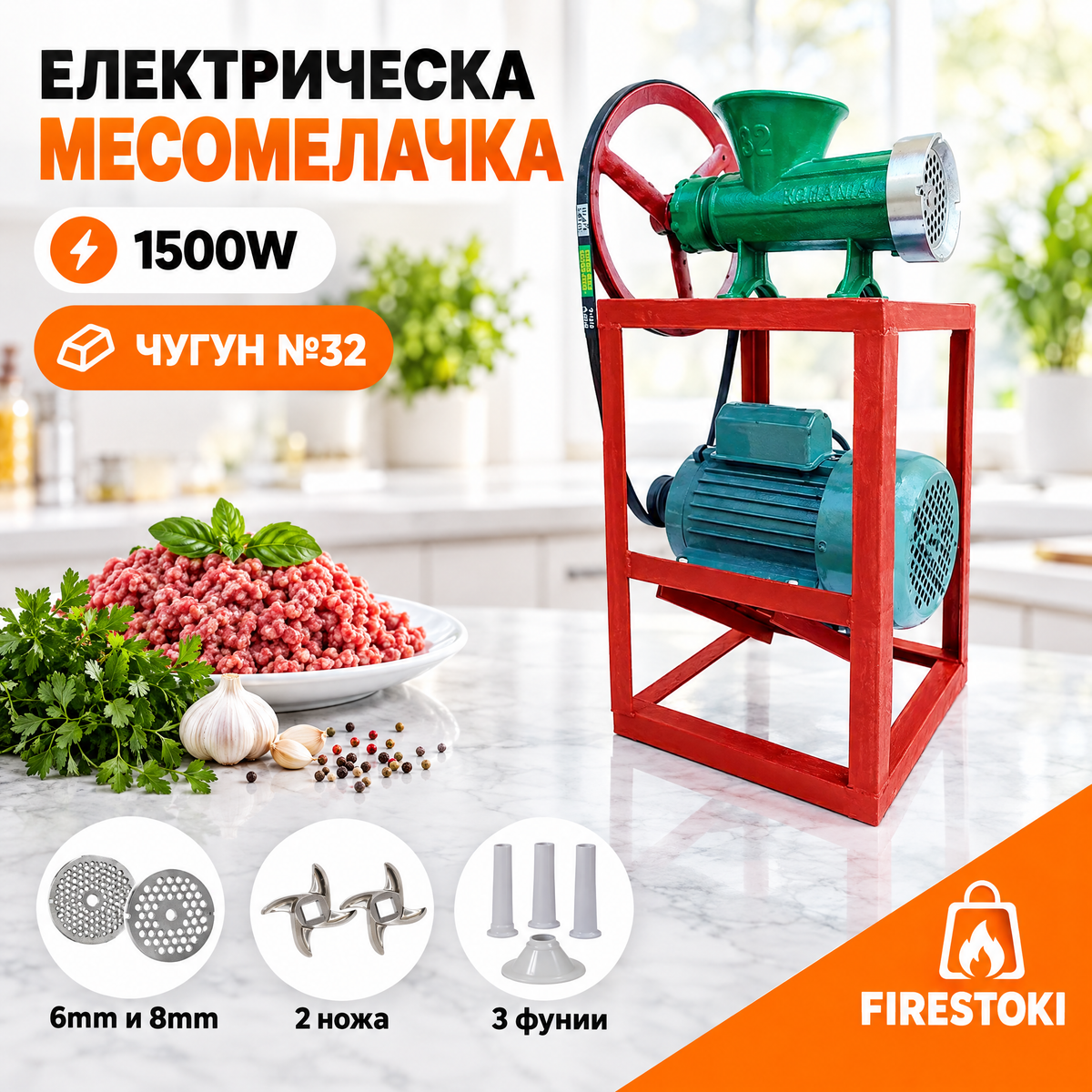 Електрическа чугунена месомелачка №32 1500W