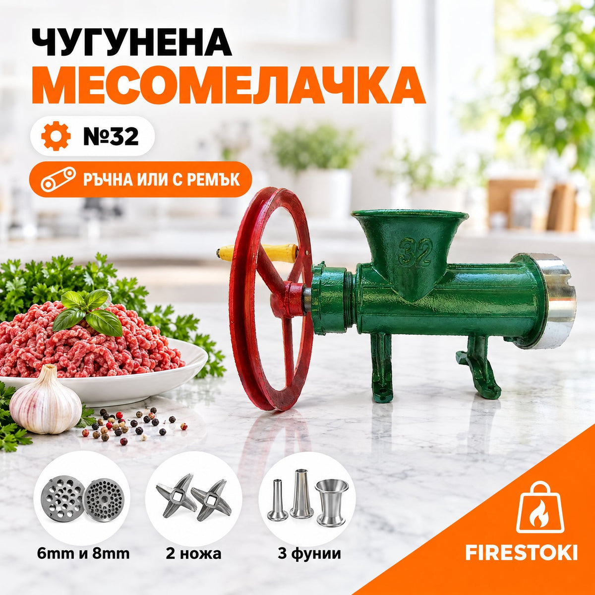 Румънска чугунена месомелачка №32