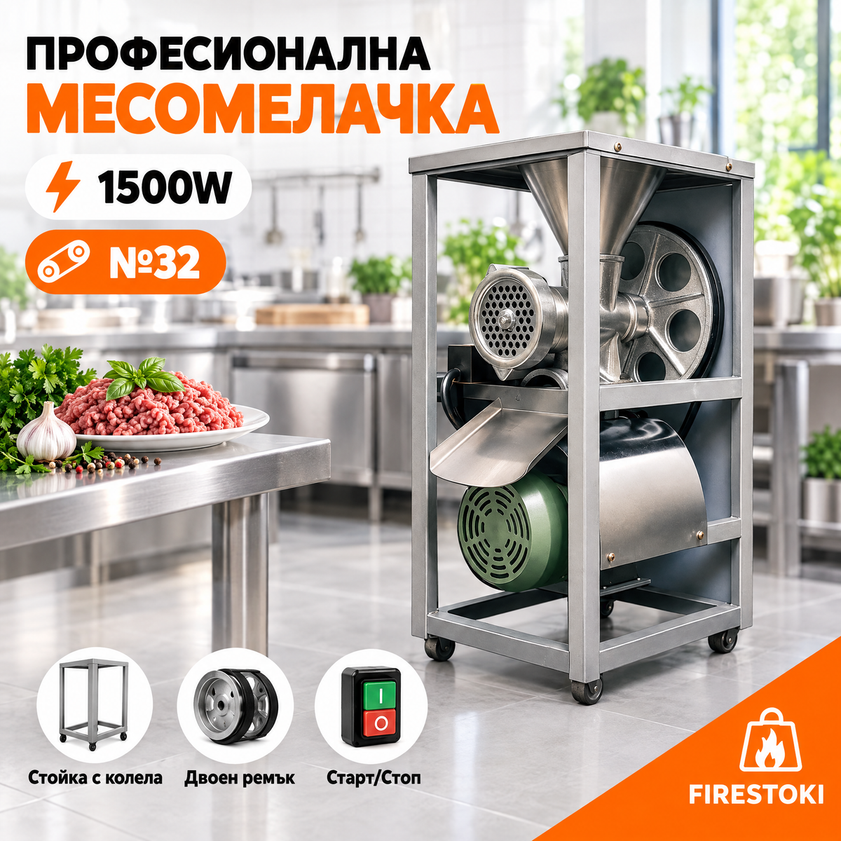 Професионална месомелачка №32 с електромотор