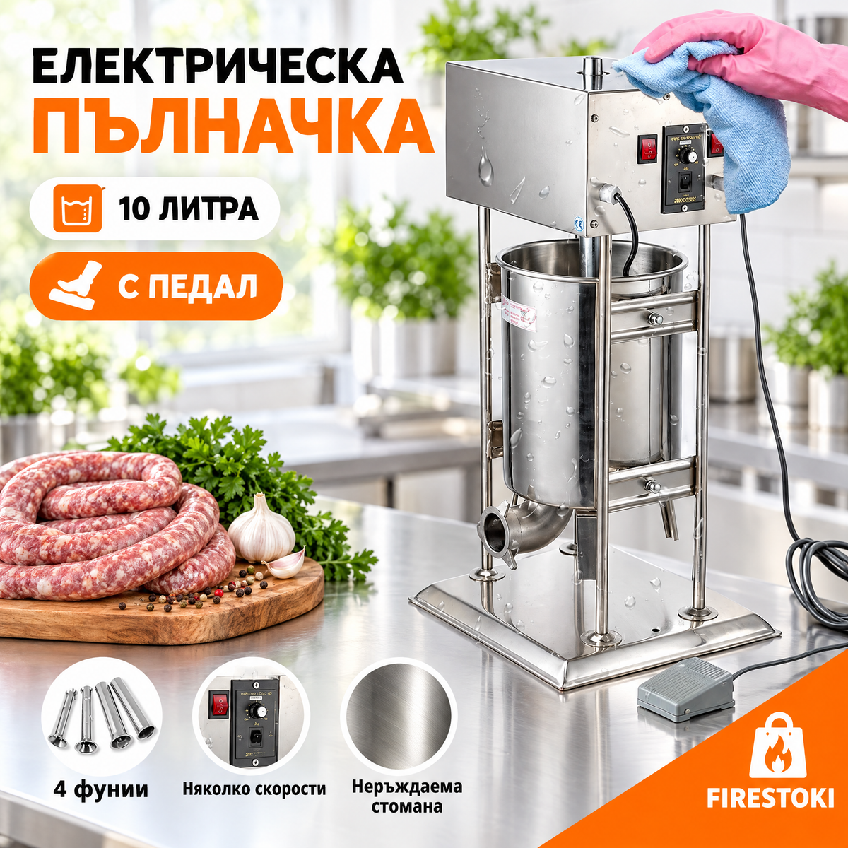 Електрическа пълначка 10 литра с педал